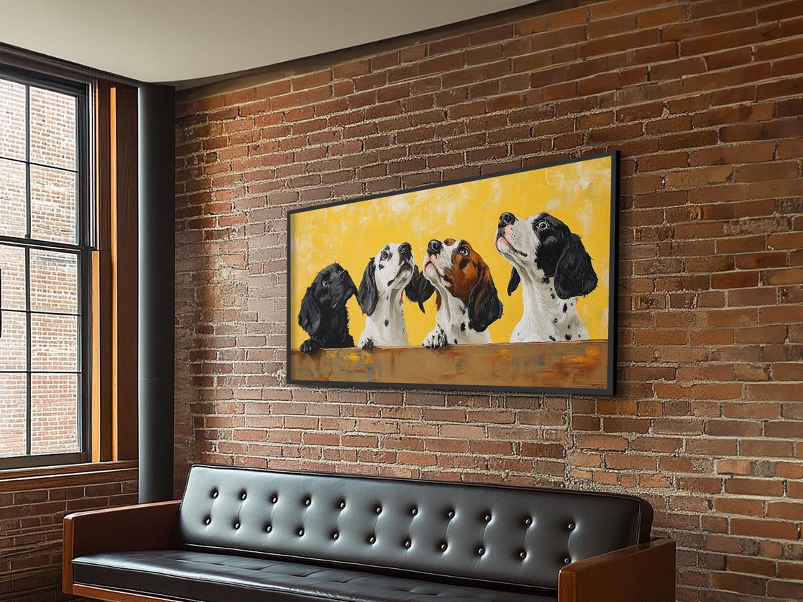 Neutral Boho Vintage Dog Oil Painting Print Funky Home Decor Kitsch Wall Art Hunting Dog Oil Painting Antique Art Decor Vintage Art - Image 6