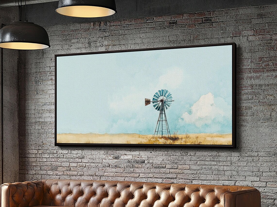 Windmill Landscape, Minimalist Coastal Art Print - Image 5