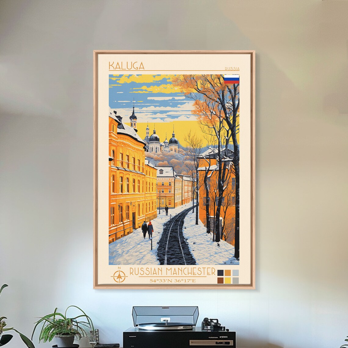 Kaluga Russia Snowy Golden Street Church Domes Winter View Poster - Image 4