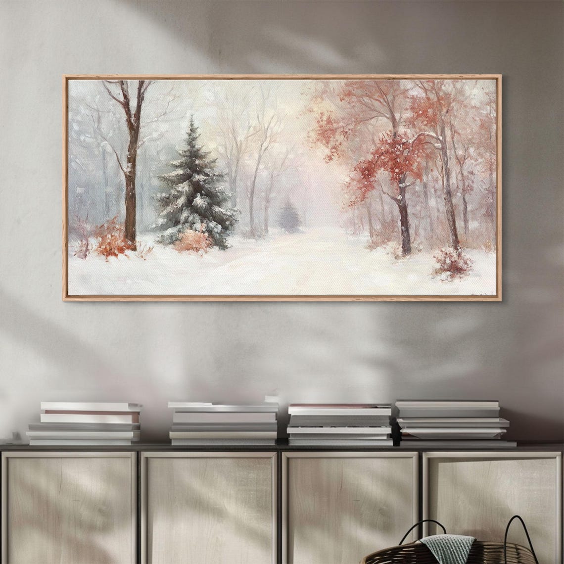 Winter Forest Snowy Landscape Pines Misty Falling Snow Wall Poster - Image 6