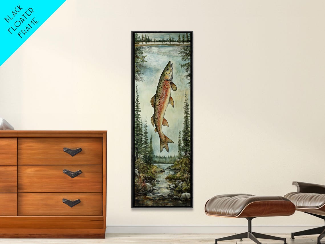 Rainbow Trout Leaping Mountain River Fishing Wall Decor Poster - Image 6