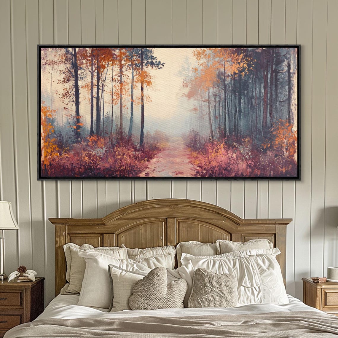Misty Autumn Woods Foggy Fall Pathway Impressionist Forest Poster - Image 3