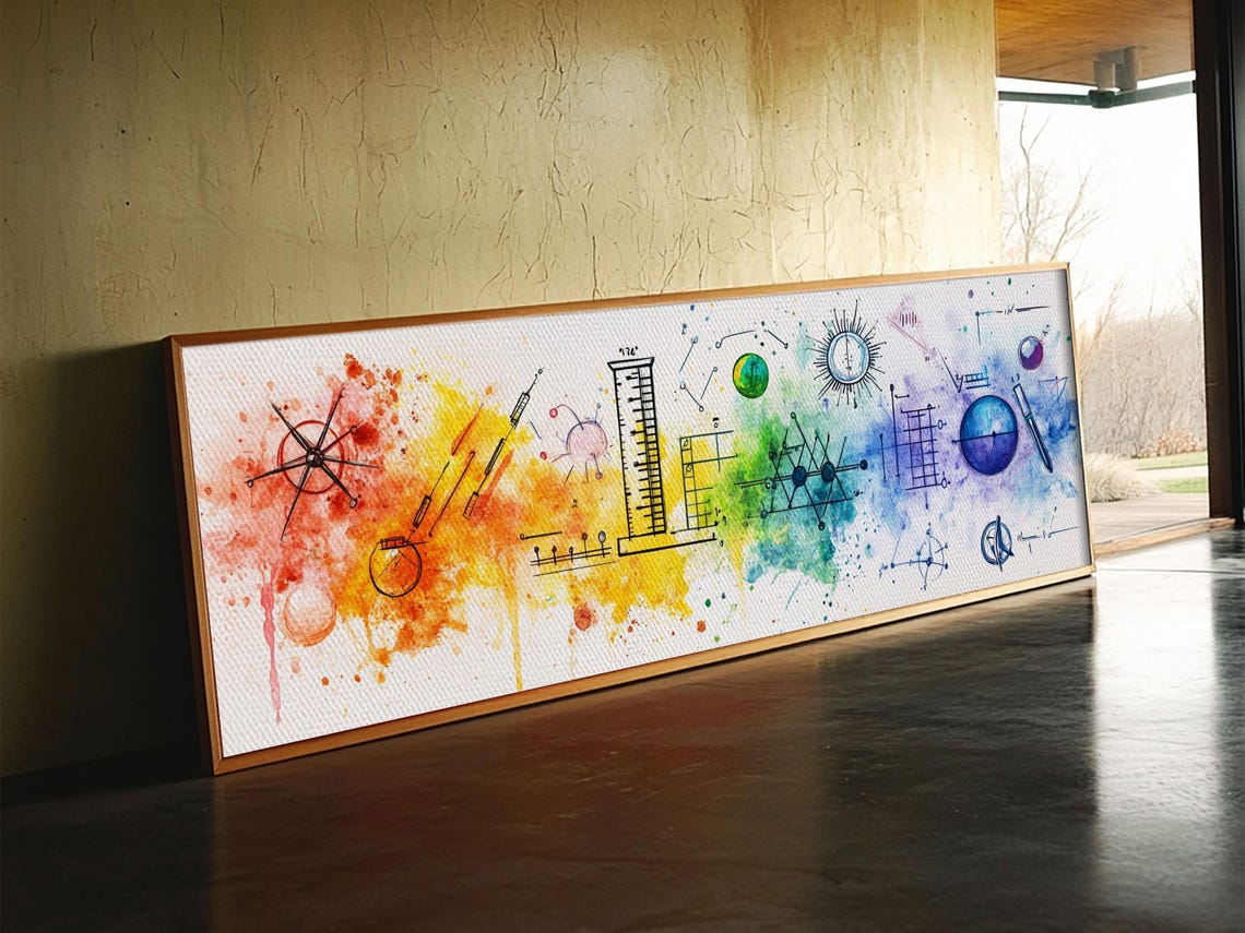 Colorful Science Lab Art Abstract Chemistry Rainbow Diagram Poster
