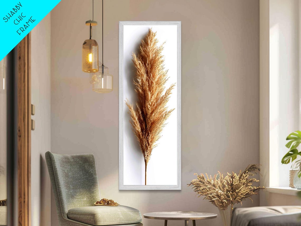 Pampas Grass Dried Botanical Minimalist White Background Print - Image 5