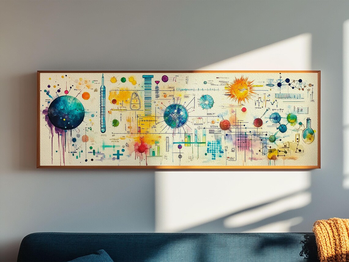 Science Art With Abstract Diagrams Wall Art Print