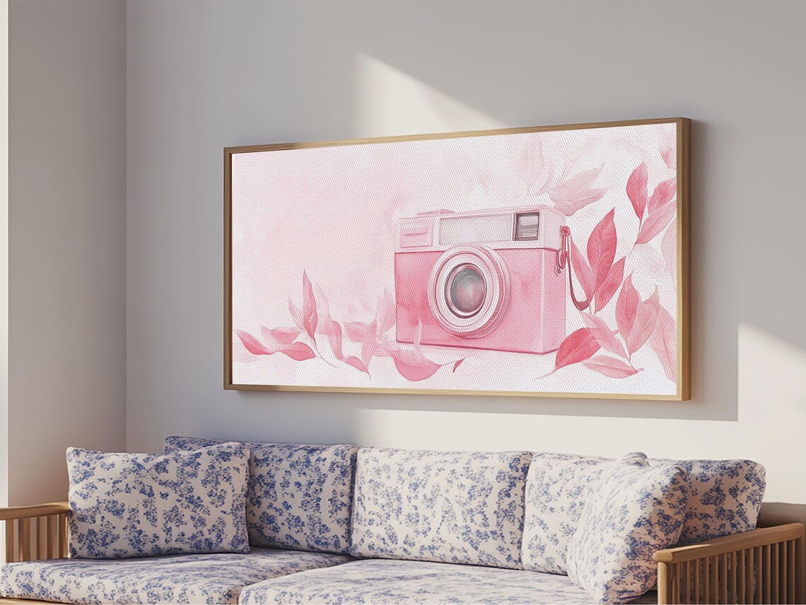 Retro Pink Camera Print Whimsical Photography Wall Art Light Pink Modern Decor Unique Living Room Artwork Gift Idea - Image 4