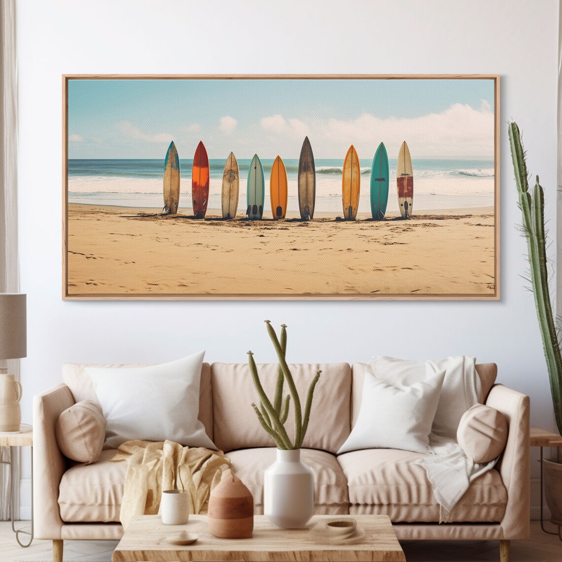 Boho Beach Decor, Retro Surf Boards In The Sand Art Print - Image 3
