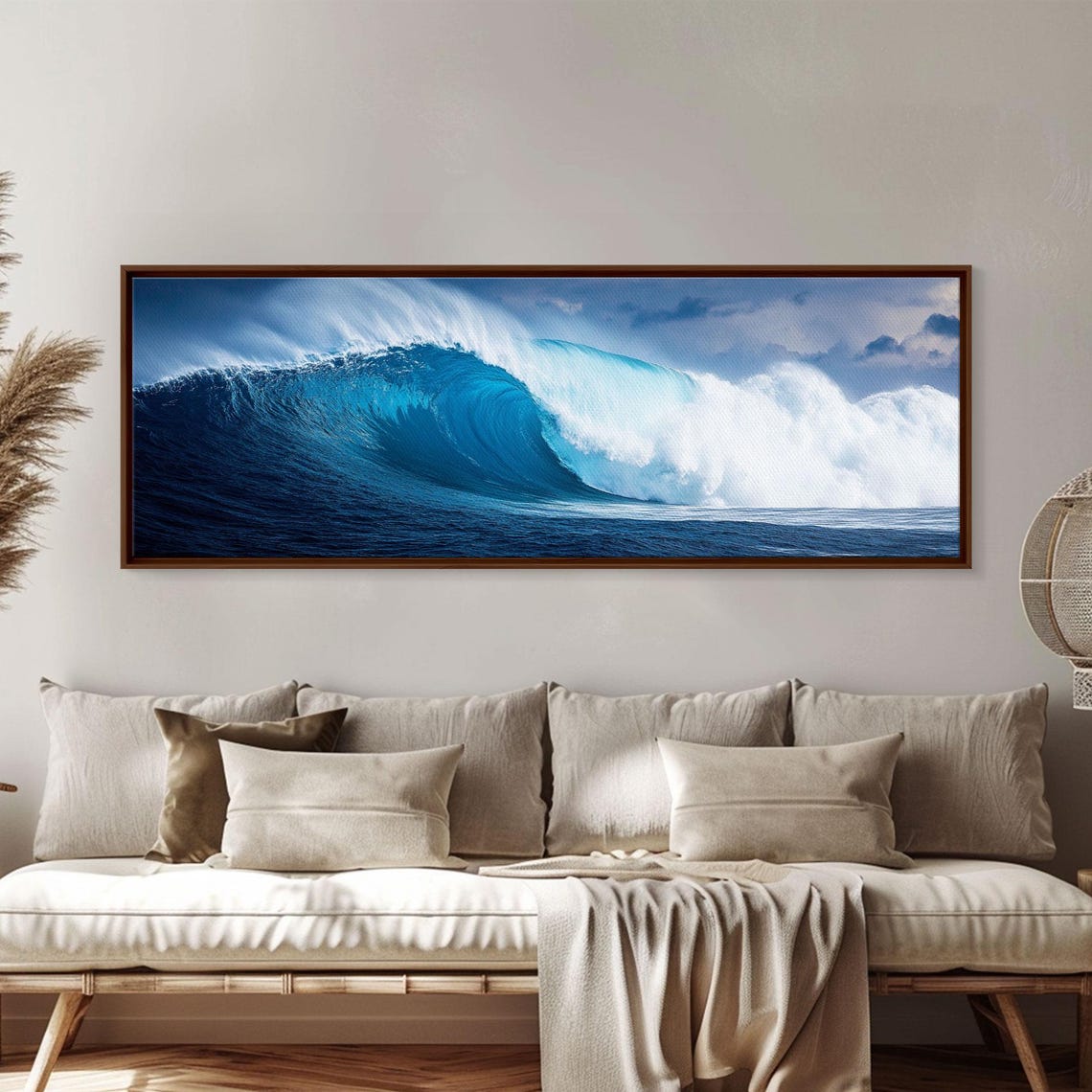 The Wave Huge 40 Foot Wave Surfer Decor Framed Print Nautical Decor Nautical Art Seascape Painting - Image 3
