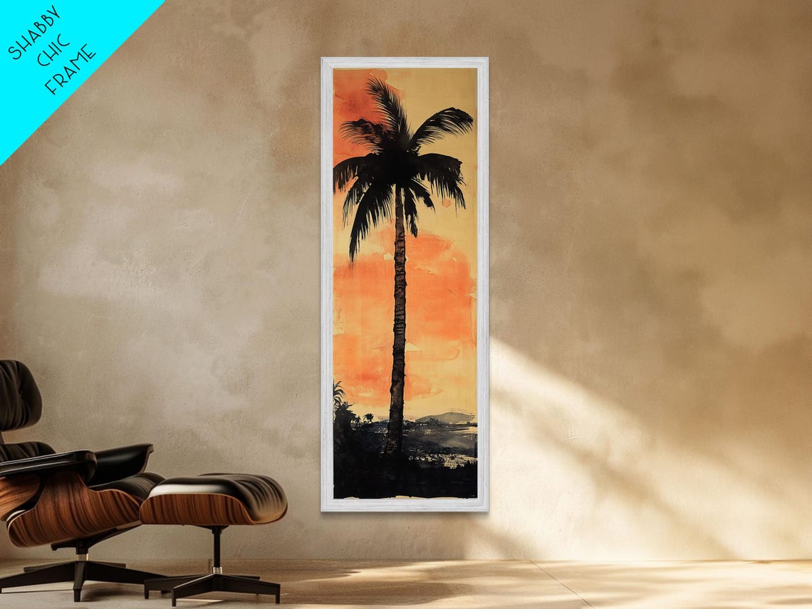 Moody Palm Tree Silhouette At Sunset Tropical Coastal Dusk Art Poster - Image 5
