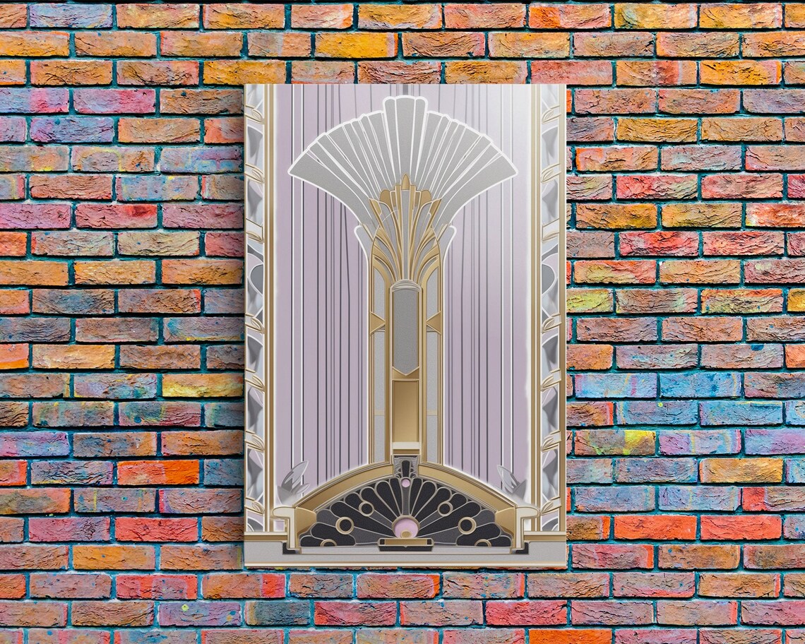 Art Deco Gold Pastel Colors, Mid-Century Modern Art Print