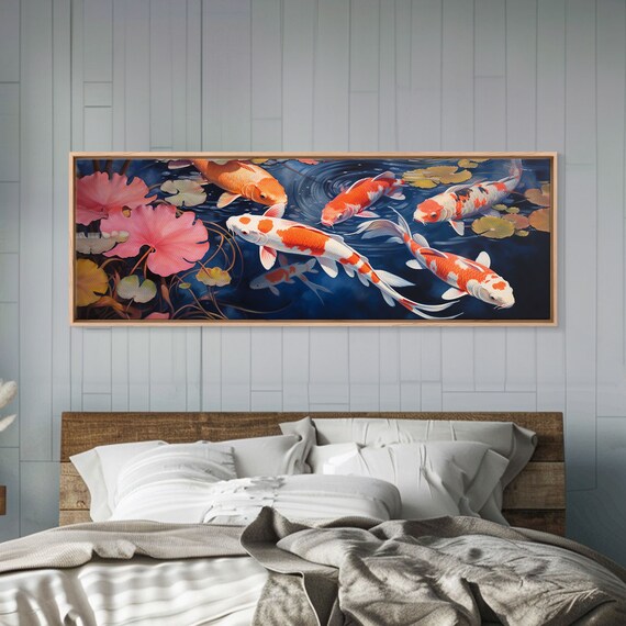 The Koi Pond Framed Print Koi Fish Decor Koi Fish Garden Wall Art Koi Fish And Lilly Pads