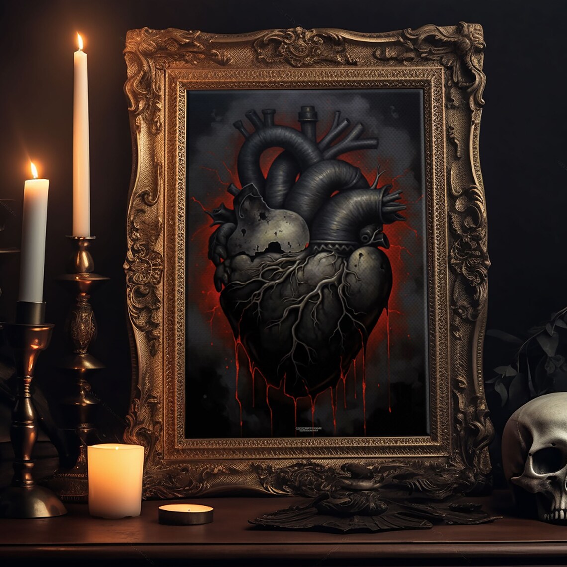 Dark Heart Macabre Halloween Goth Decor Poster - Image 5