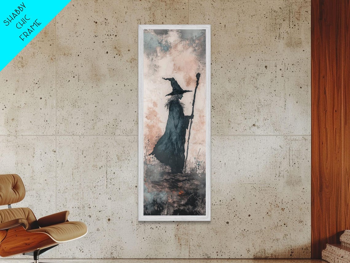 Mysterious Wizard Silhouette Twilight Mist Staff Fantasy Art Poster - Image 5