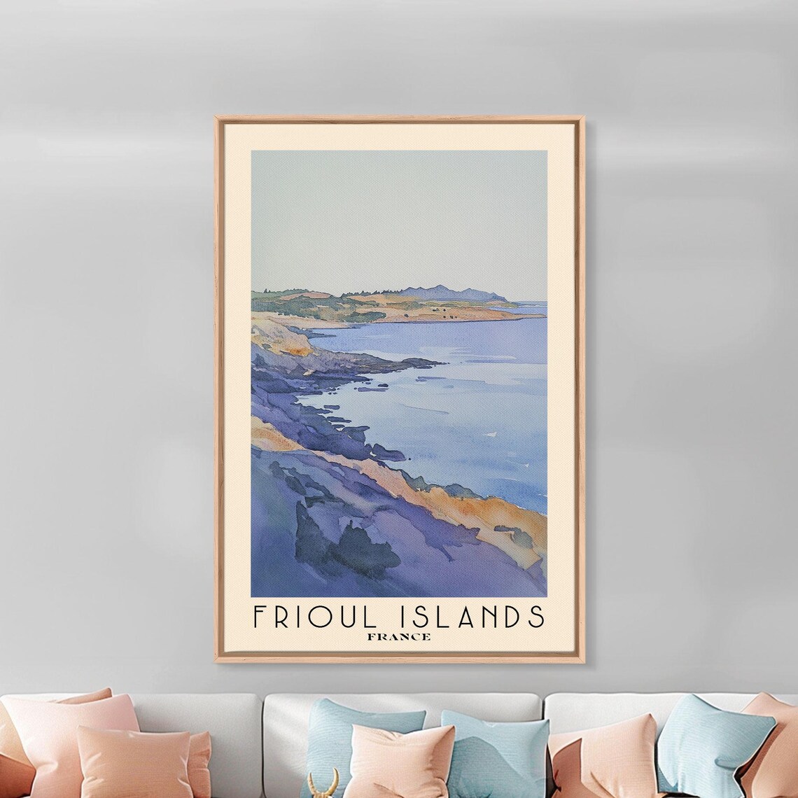 Frioul Islands France Rocky Shore Calm Blue Bay Watercolor Poster - Image 3