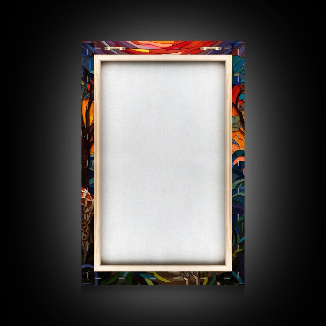 Giraffe At Sunset Mosaic Style African Savannah Acacia Trees Art Poster - Image 2