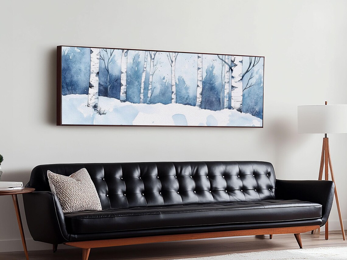 Winter Birch Tree Forest Watercolor Wall Art Print - Image 3