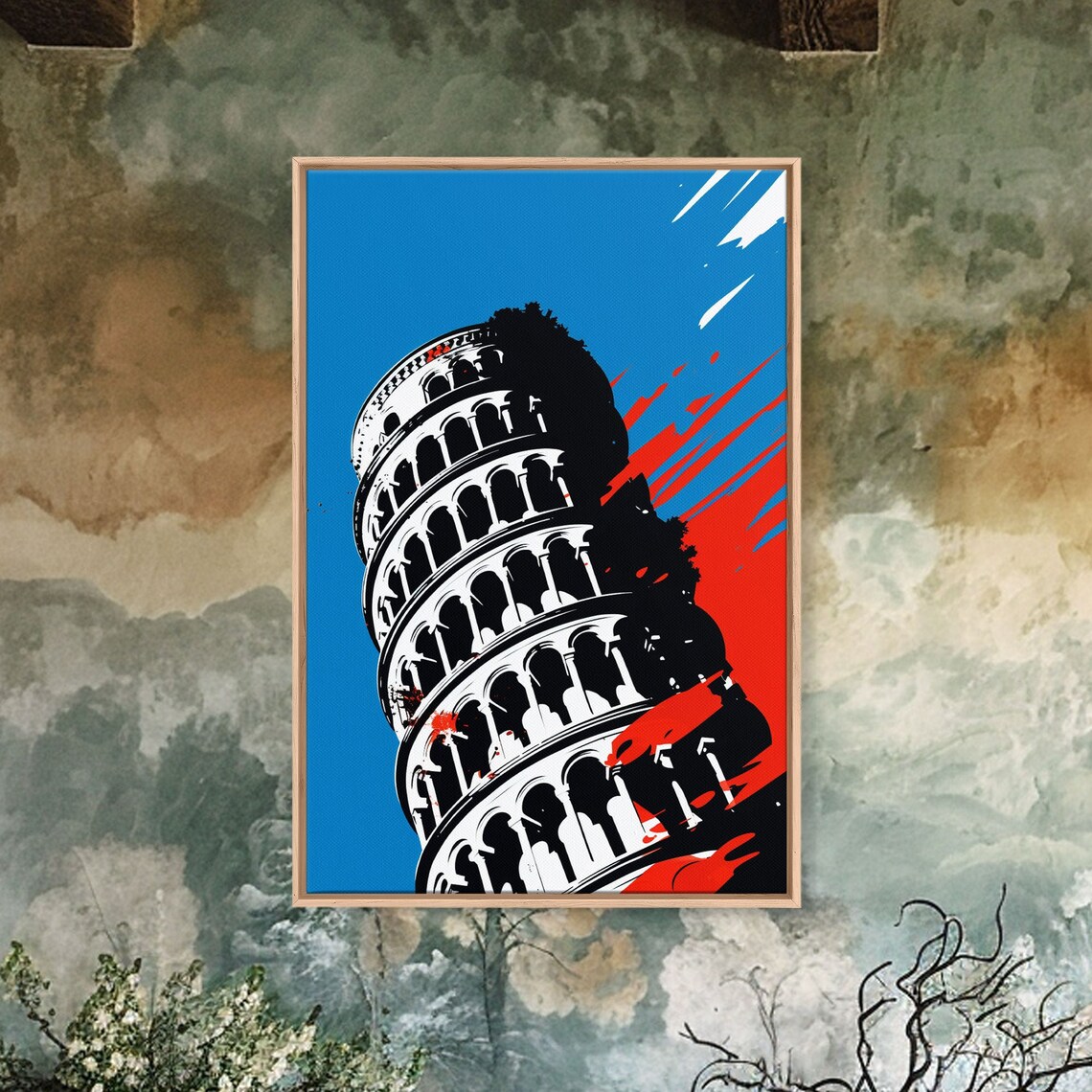 Leaning Tower Of Pisa Pop Art Style Italy Landmark Travel Poster - Image 2