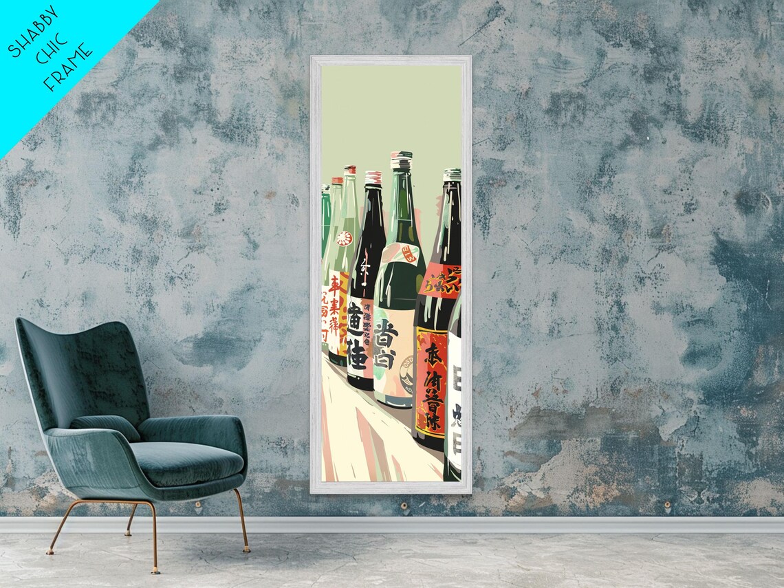Japanese Sake Bottles Labels Tall Skinny Bar Decor Art Poster - Image 4