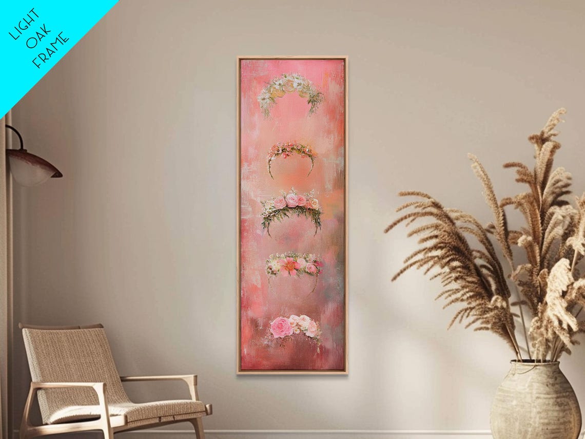 Delicate Floral Crowns Stack Rose Blossom Watercolor Art Poster - Image 2