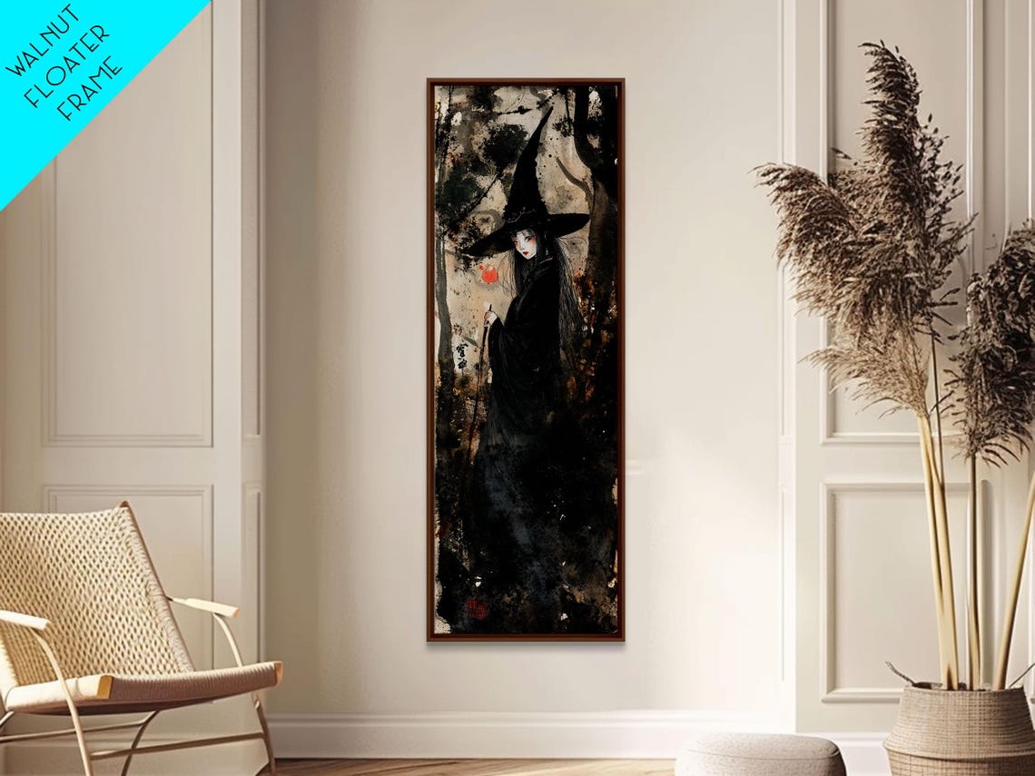 Enchanting Witch In Black Holding Red Rose Gothic Fantasy Art Poster - Image 2