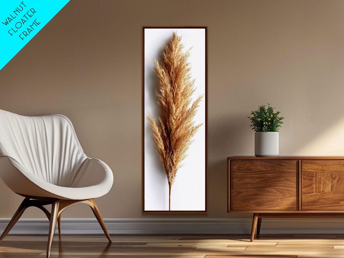 Pampas Grass Dried Botanical Minimalist White Background Print - Image 2