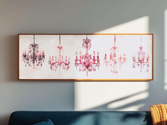 Vintage Chandelier Art Print Glamorous Living Room Decor Cottagecore Bedroom Art Victorian Style Pink Home Rustic Aesthetic