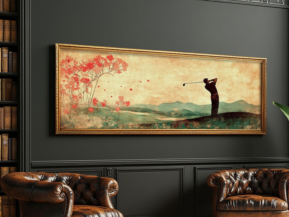 Golf Swing Elegance, Rustic Golf Art Print for Him - Image 2