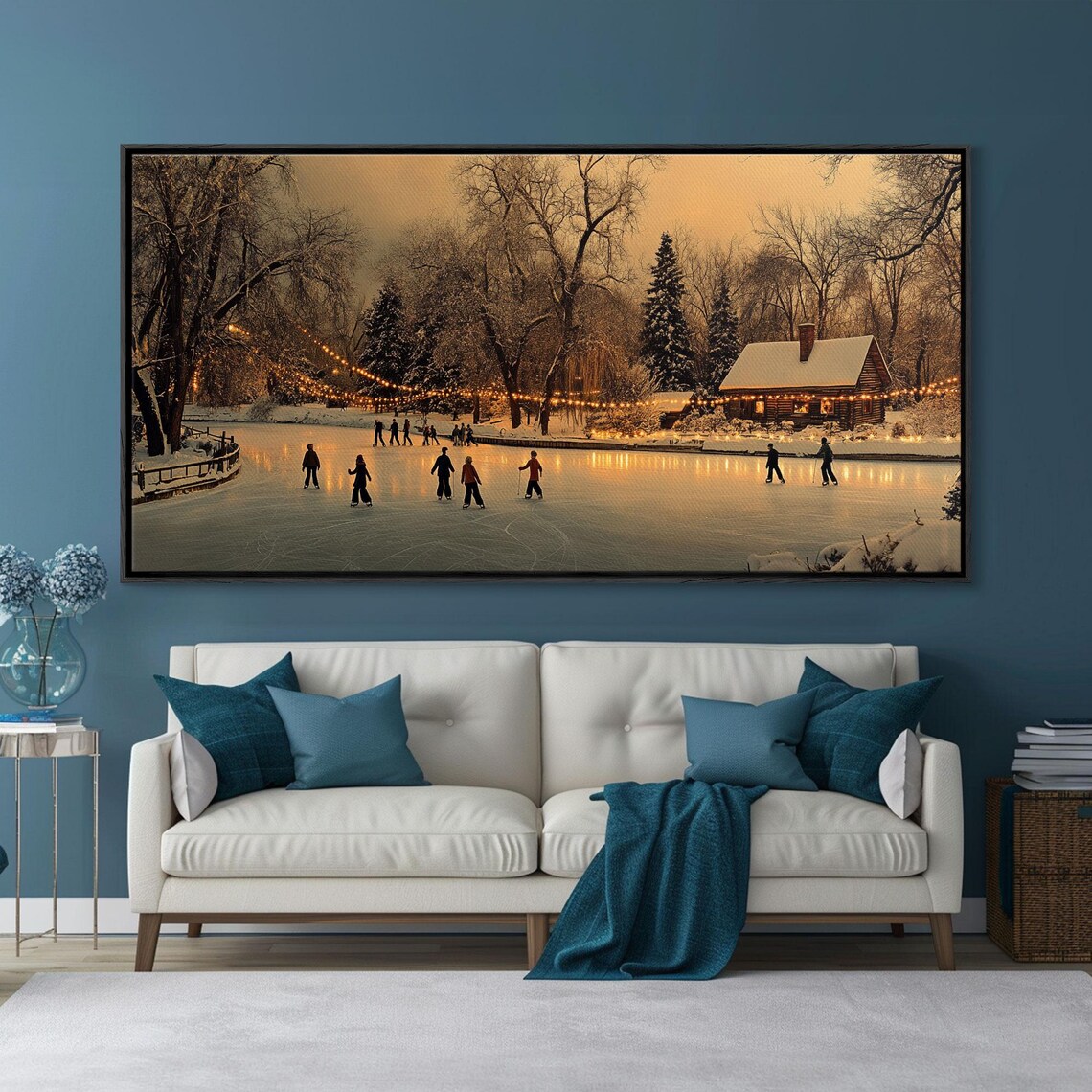 Winter Wonderland Ice Skating, Rustic Christmas Art Print - Image 2