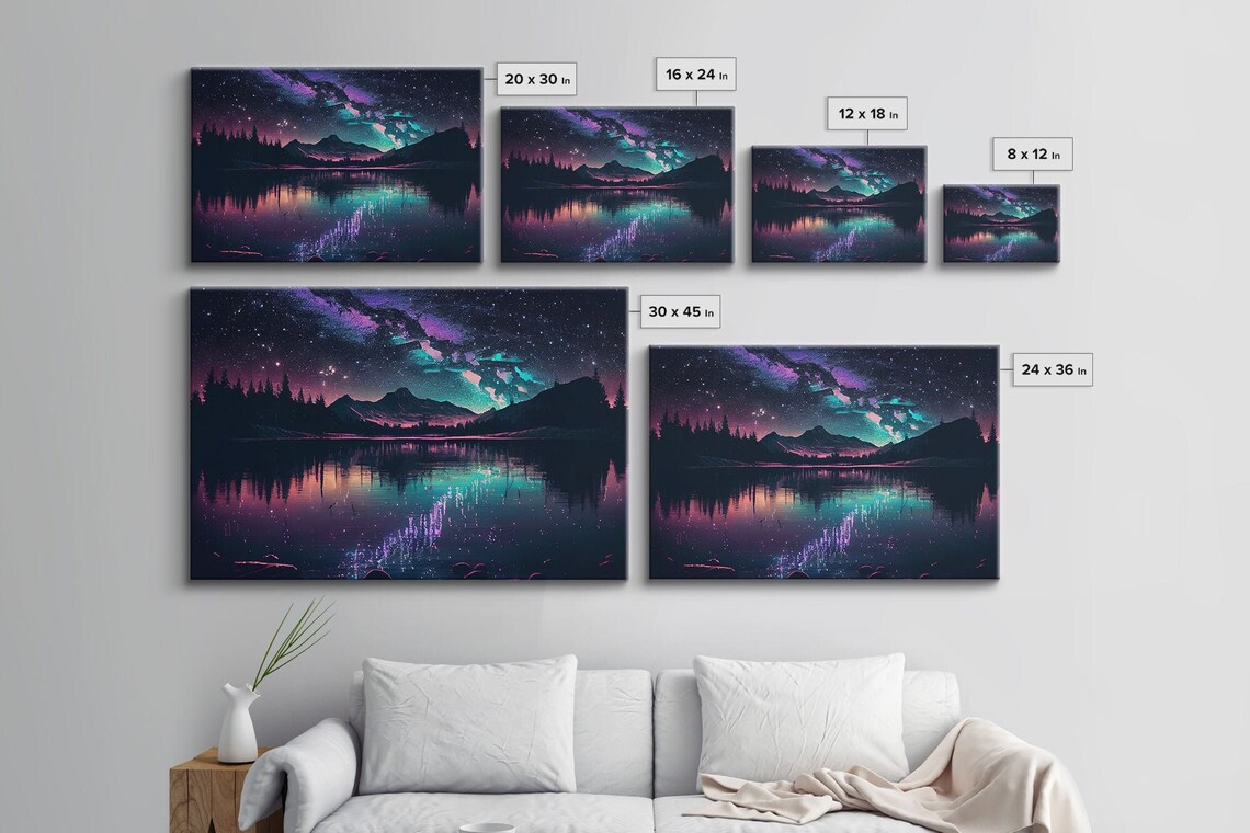 Lake Forest Mountains Stars Night Sky Art Print - Image 4