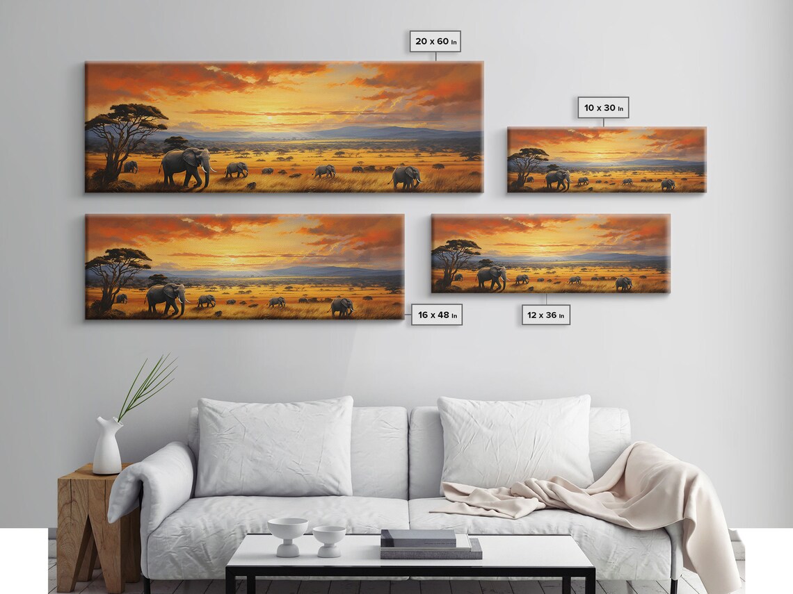 Colorful Elephants Of Africa Savanna Art Print - Image 2