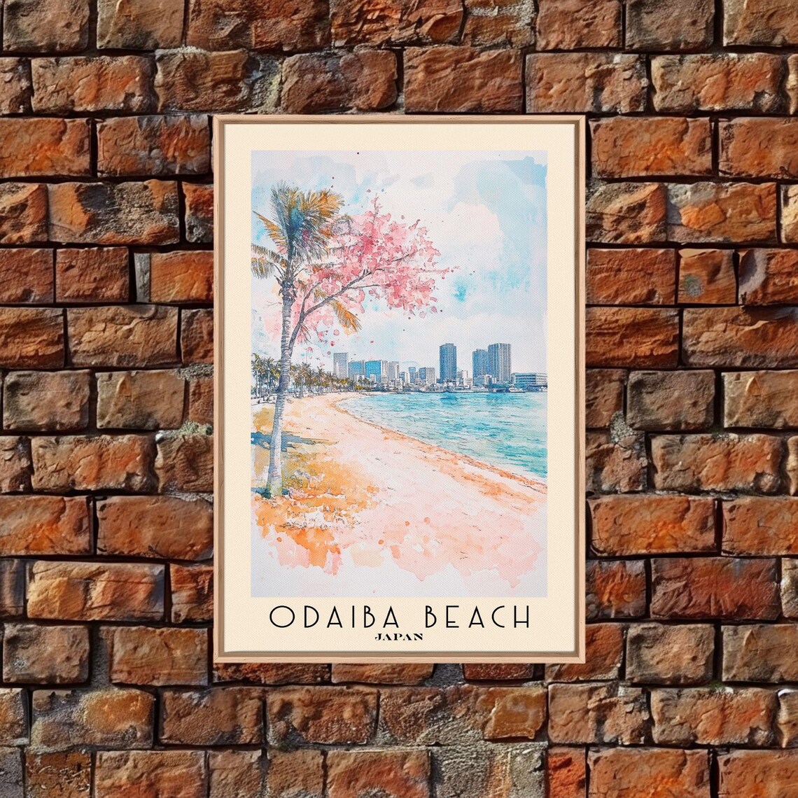 Odaiba Beach Japan Cherry Tree City Skyline Bay Curve Shore Poster - Image 4