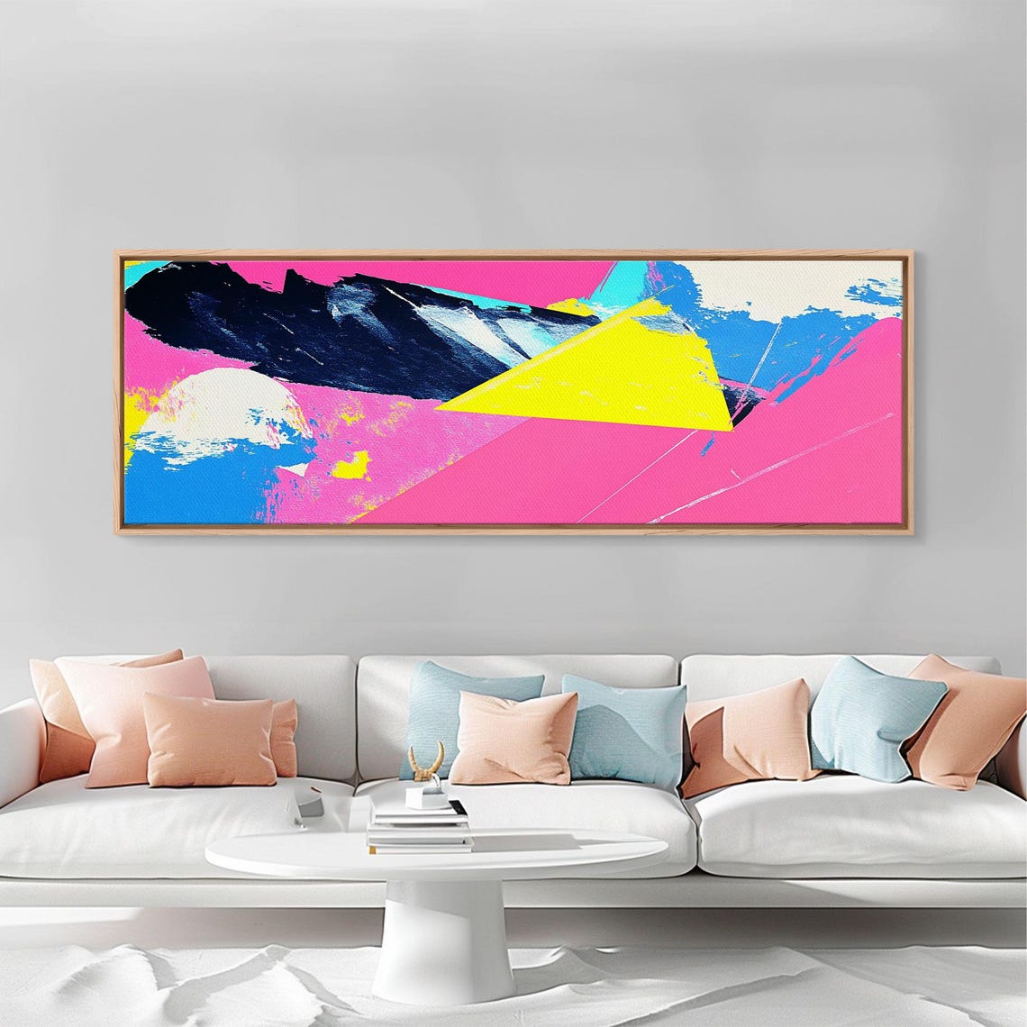 Retro 80s Vaporwave Abstract Neon Pink Yellow Bold Wall Art Print