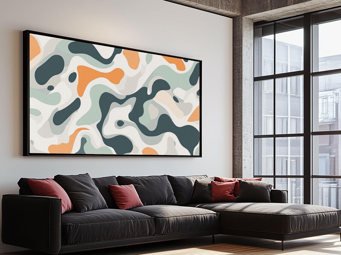 Abstract Camo Pattern Wall Art Framed Print Man Cave Decor Gift For Him Retro Modern Abstract Art Nuevart