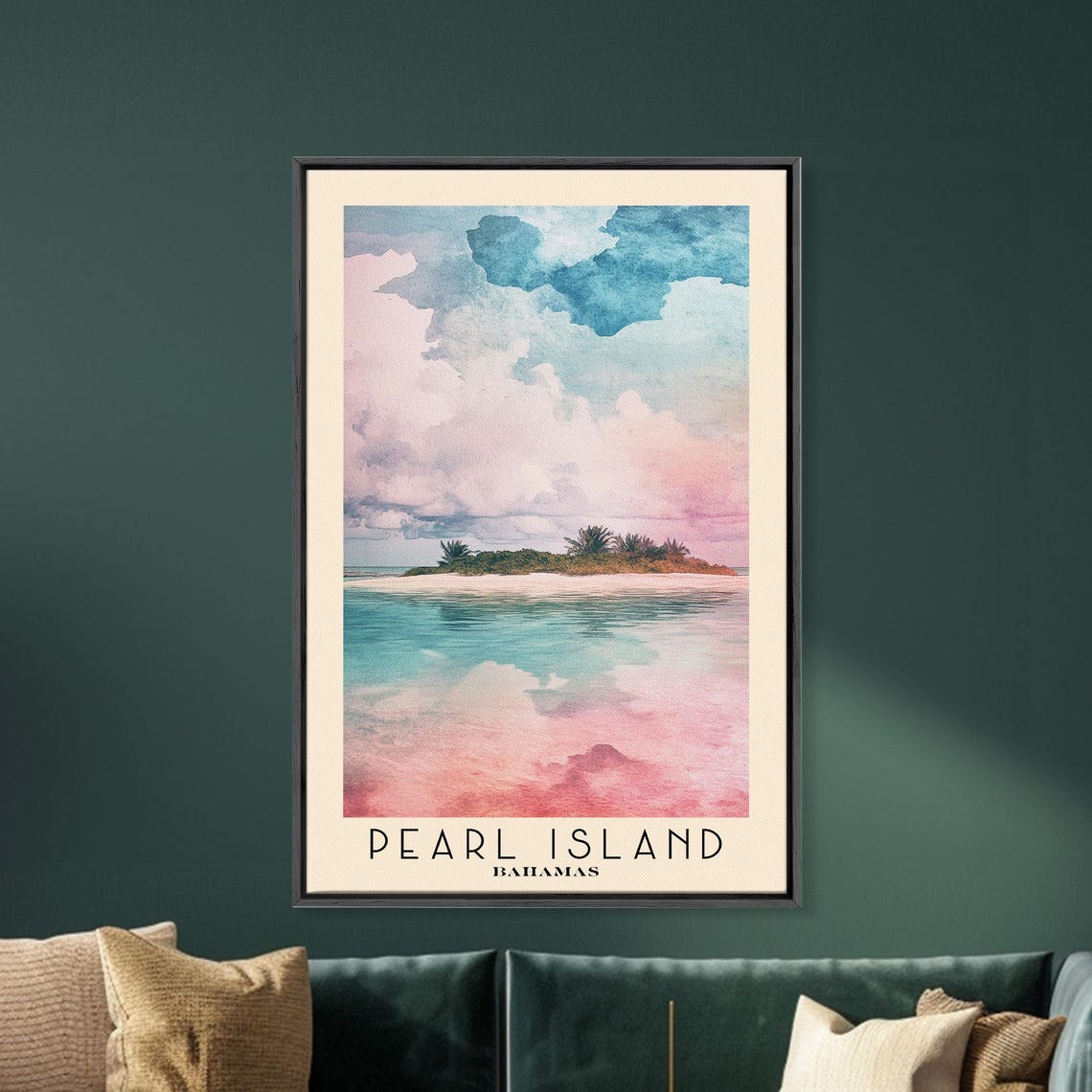 Pearl Island Bahamas Palm Cay Pastel Sky Turquoise Water View Poster - Image 5
