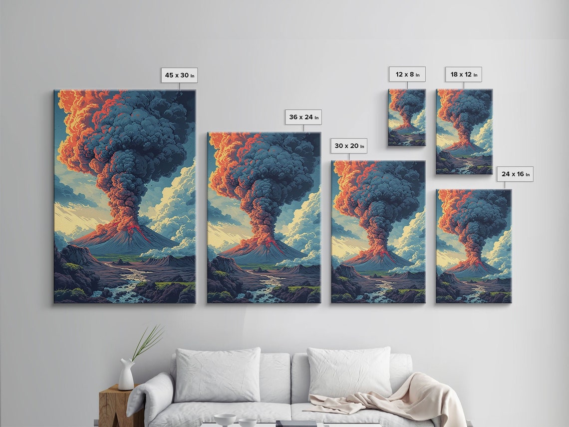 Volcano Eruption Ash Cloud Lava Flow Dramatic Nature Wall Art - Image 2
