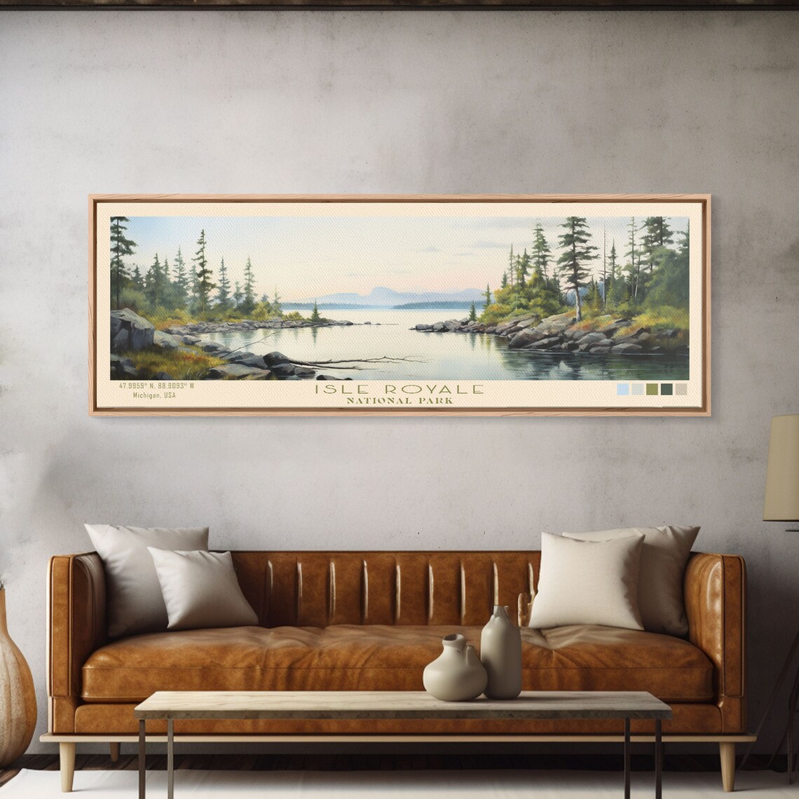 Isle Royale National Park Minimalist Panoramic Travel Poster