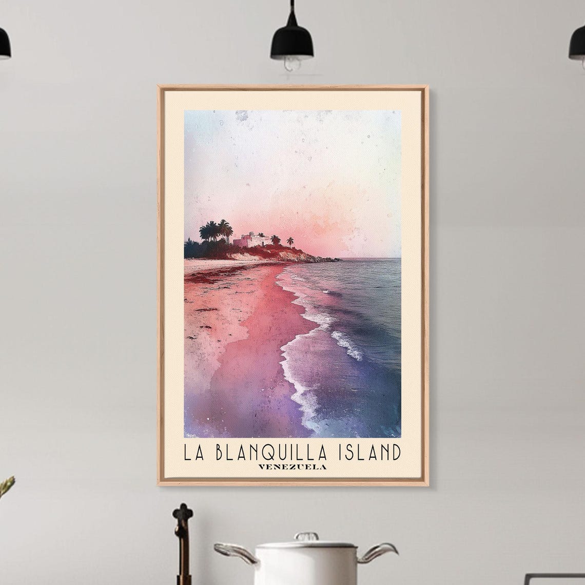 La Blanquilla Island Venezuela Pink Wash Beach Gentle Waves Poster - Image 6