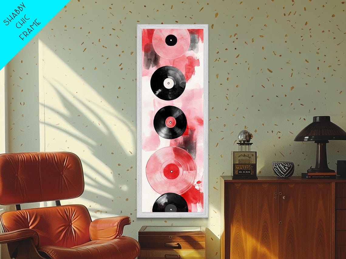 Abstract Vinyl Records With Paint Drips Pink Retro Music Wall Art - Image 5
