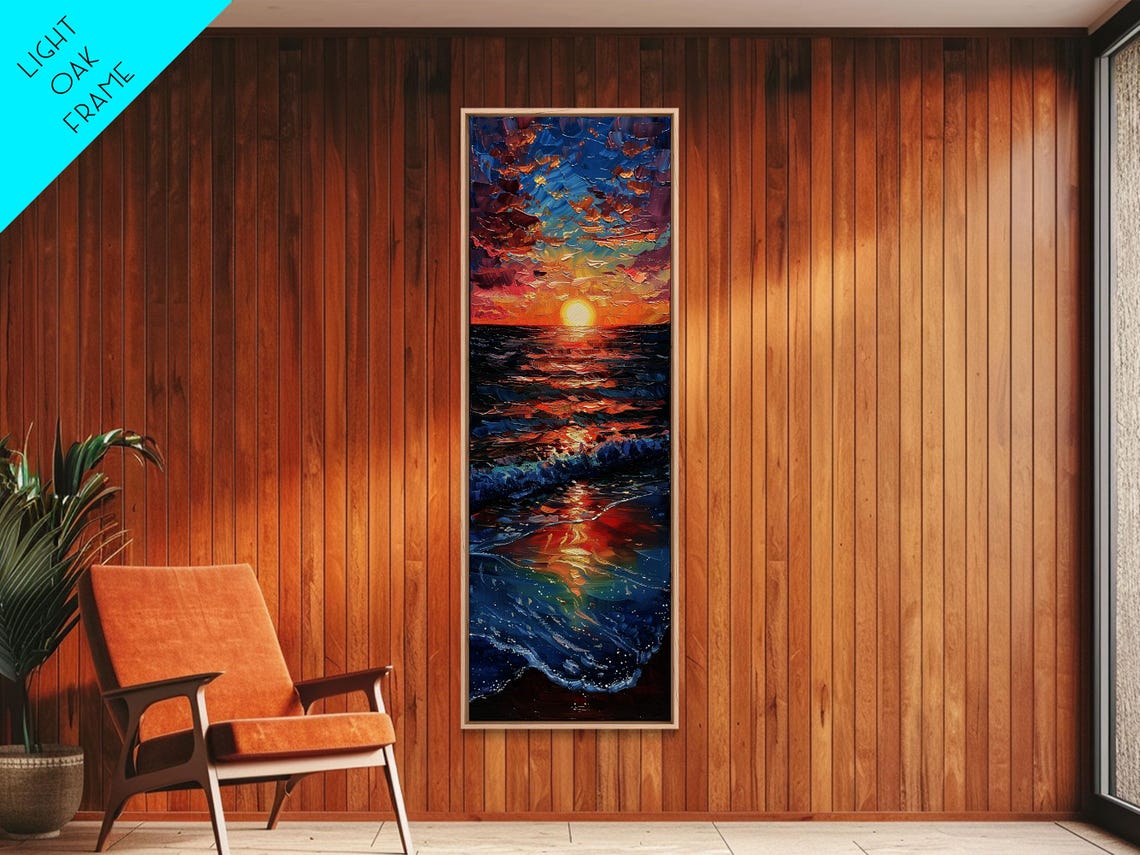 Ocean Sunset Impasto Oil Painting Dramatic Waves Wall Art Print - Image 2