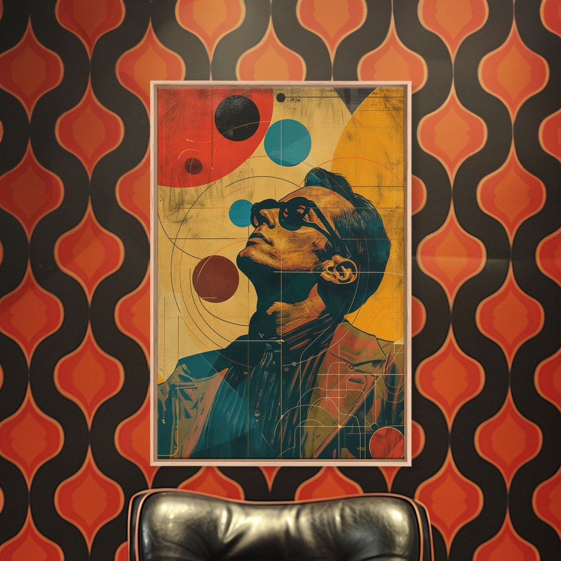 Colorful Art Deco Man Sunglasses Abstract Geometric Pop Wall Art - Image 5