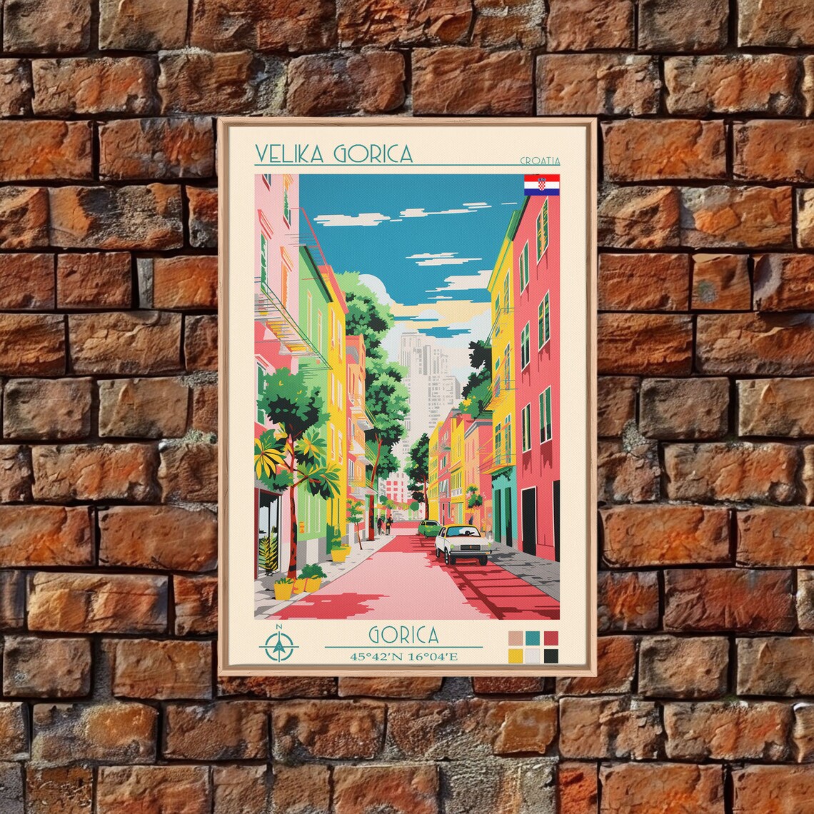 Velika Gorica Croatia Vibrant Old Town Street Daytime Travel Poster - Image 5