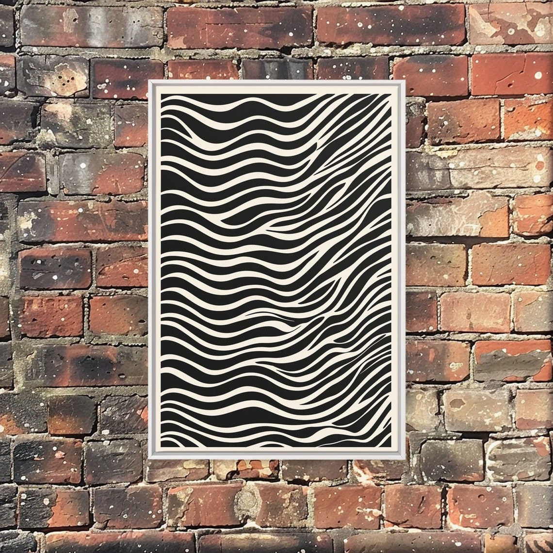 Black And White Ripple Wave Lines Abstract Monochrome Wall Art - Image 4