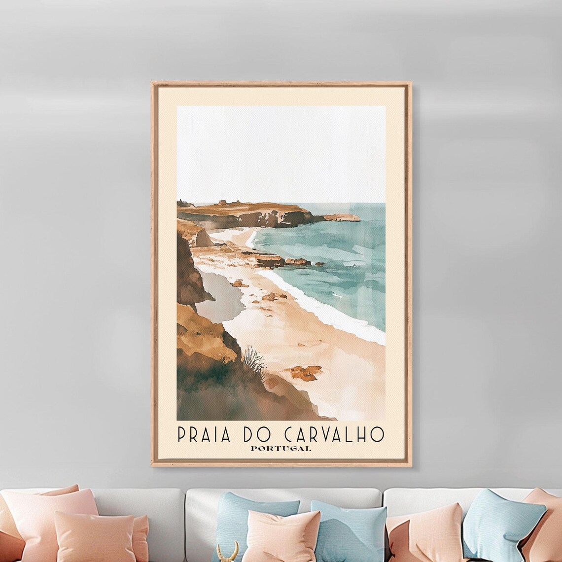 Praia Do Carvalho Watercolor Beach Art Print, Portugal - Image 3