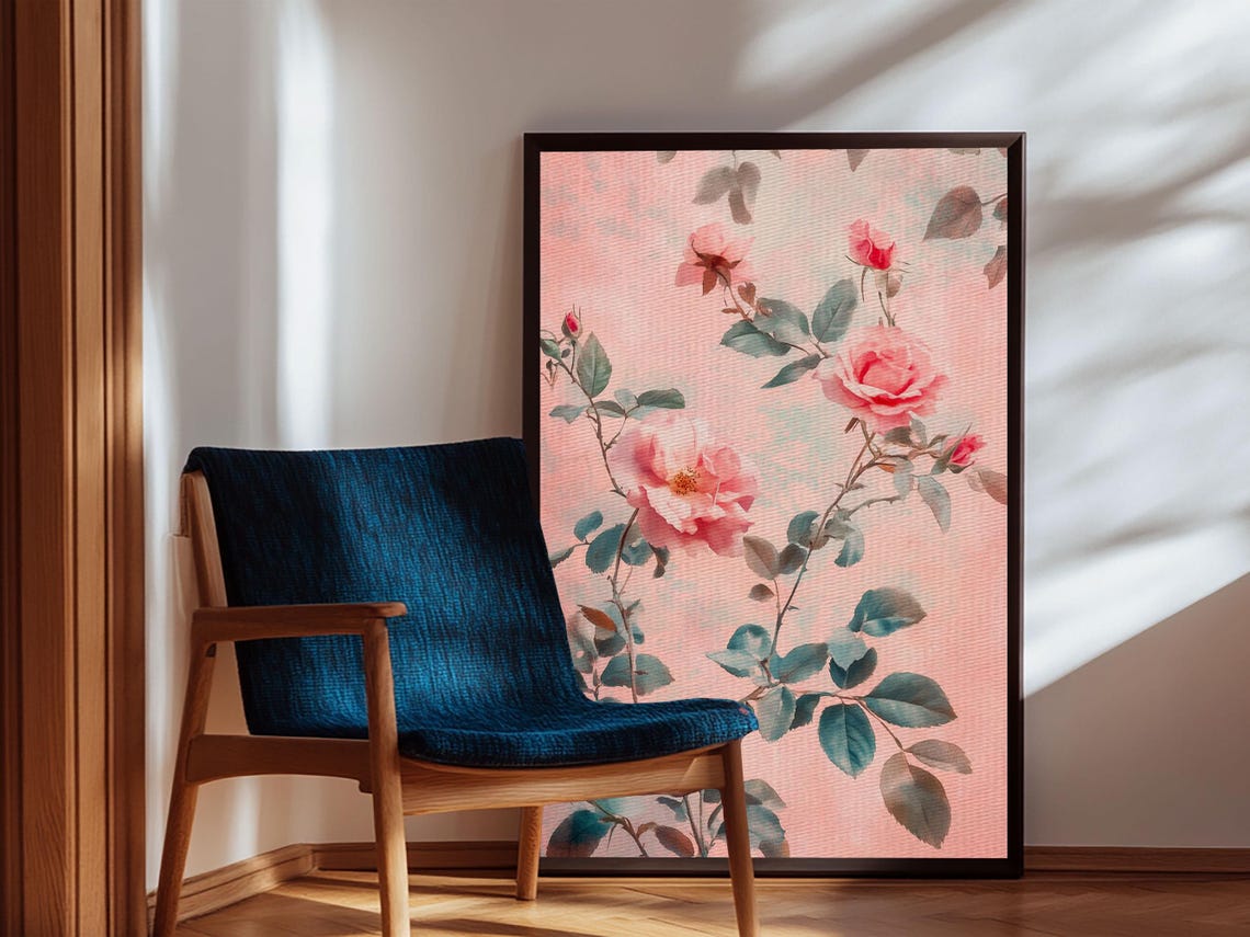 Climbing Pink Roses Vintage Botanical Illustration Wall Art Poster - Image 5