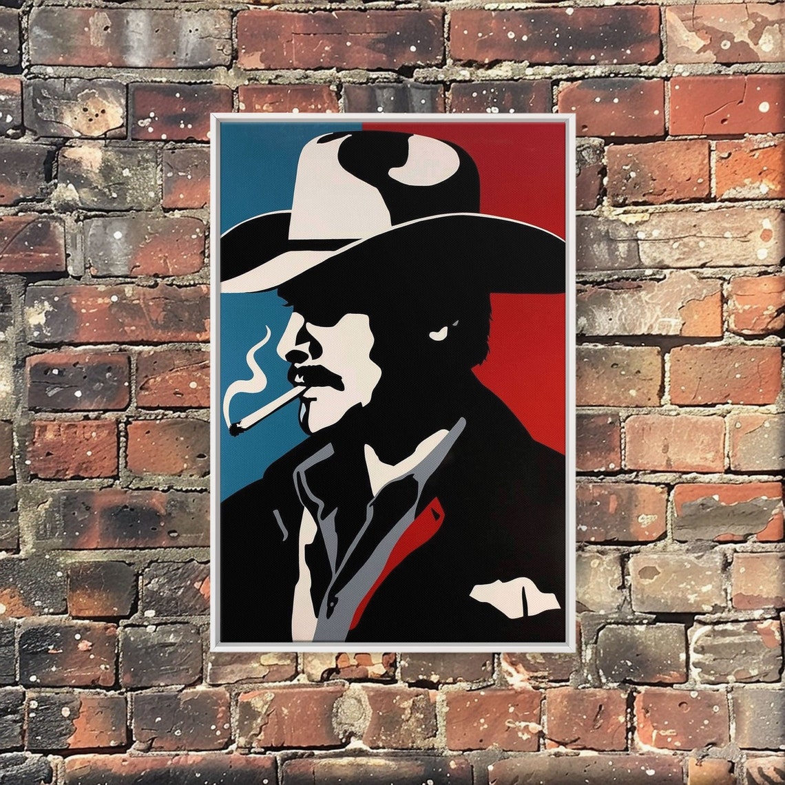 Bold Pop Art Cowboy Silhouette With Cigarette Retro Wall Art Poster - Image 2