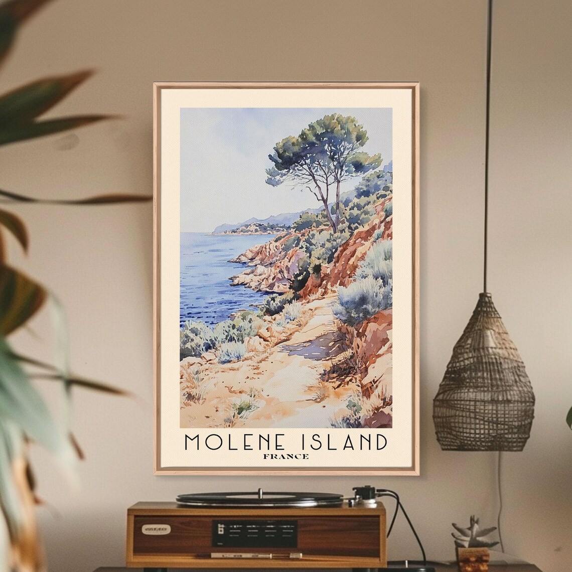 Molene Island France Rocky Coastal Path Red Cliffs Watercolor Poster - Image 2
