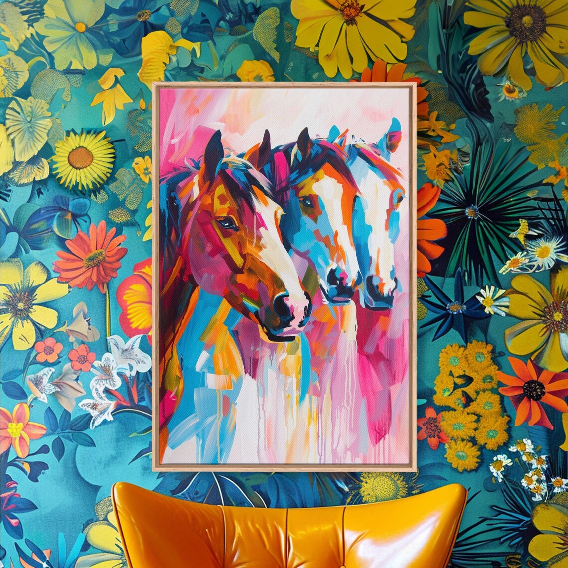 Three Horses in Vibrant Colors, Bold Art Print - Image 4