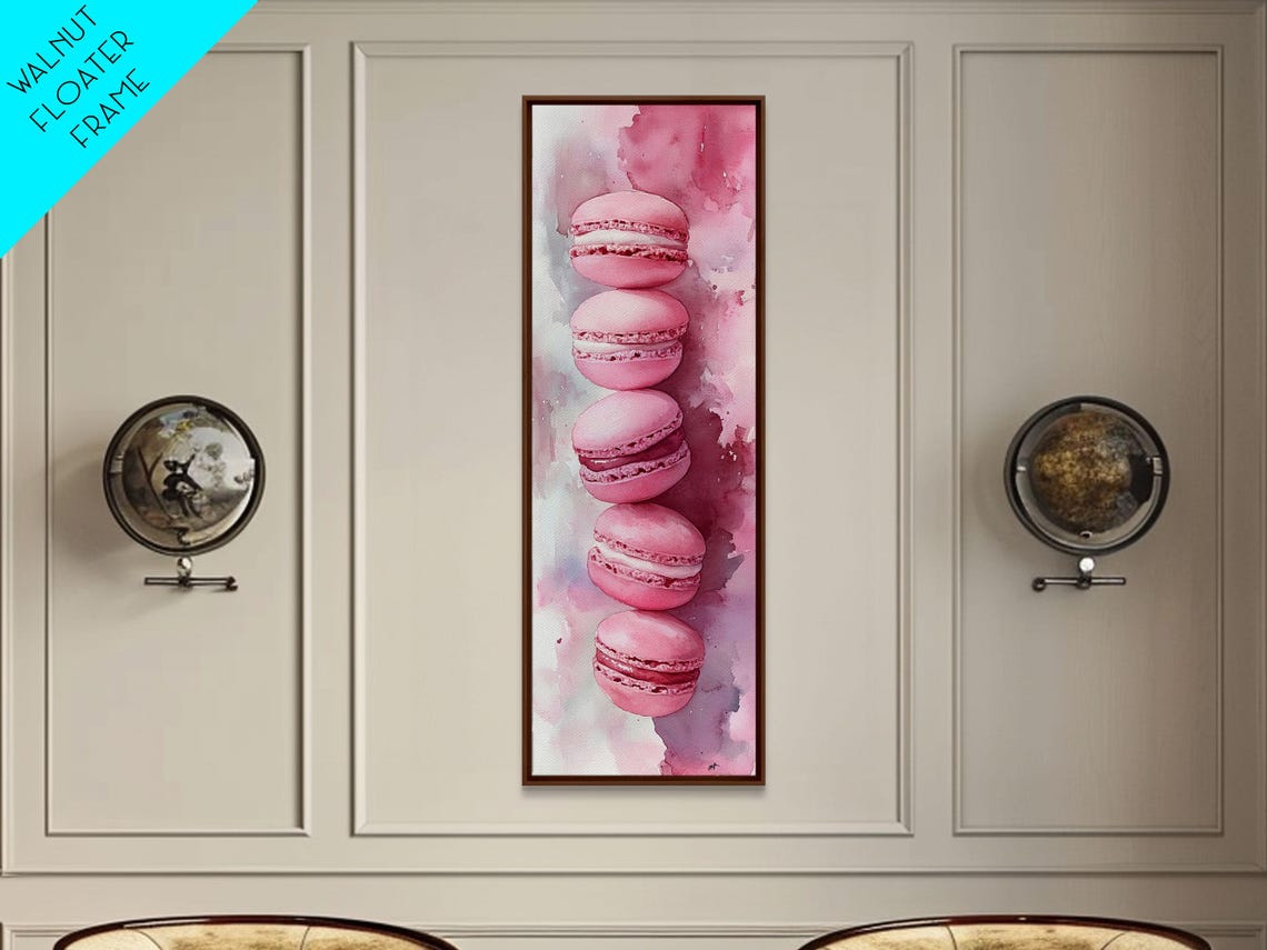 French Macaron Illustration Framed Print Pastel Kitchen Wall Art Food Art Rustic Decor Gift Idea Kitchen Home Accent Art - Image 5
