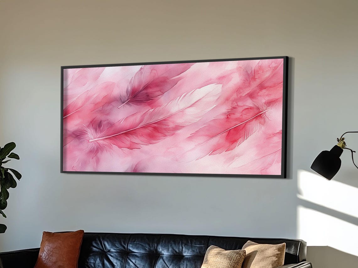 Soft Pink Feathers Watercolor Dreamy Boho Bedroom Minimalist Poster - Image 4