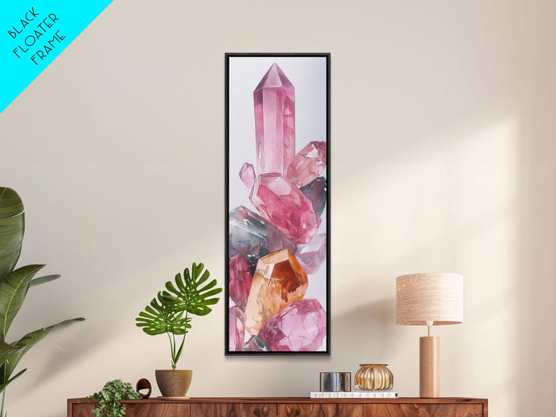 Pink Crystal Cluster Rose Quartz Watercolor Healing Art Poster - Image 4
